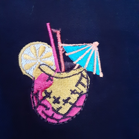 BRECKENRIDGE Black Embroidered Tropical Cocktail Cotton Button Jacket WMS Sz. 1X - Picture 3 of 10